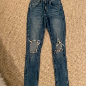 Levi 721 high rise skinny ripped jeans